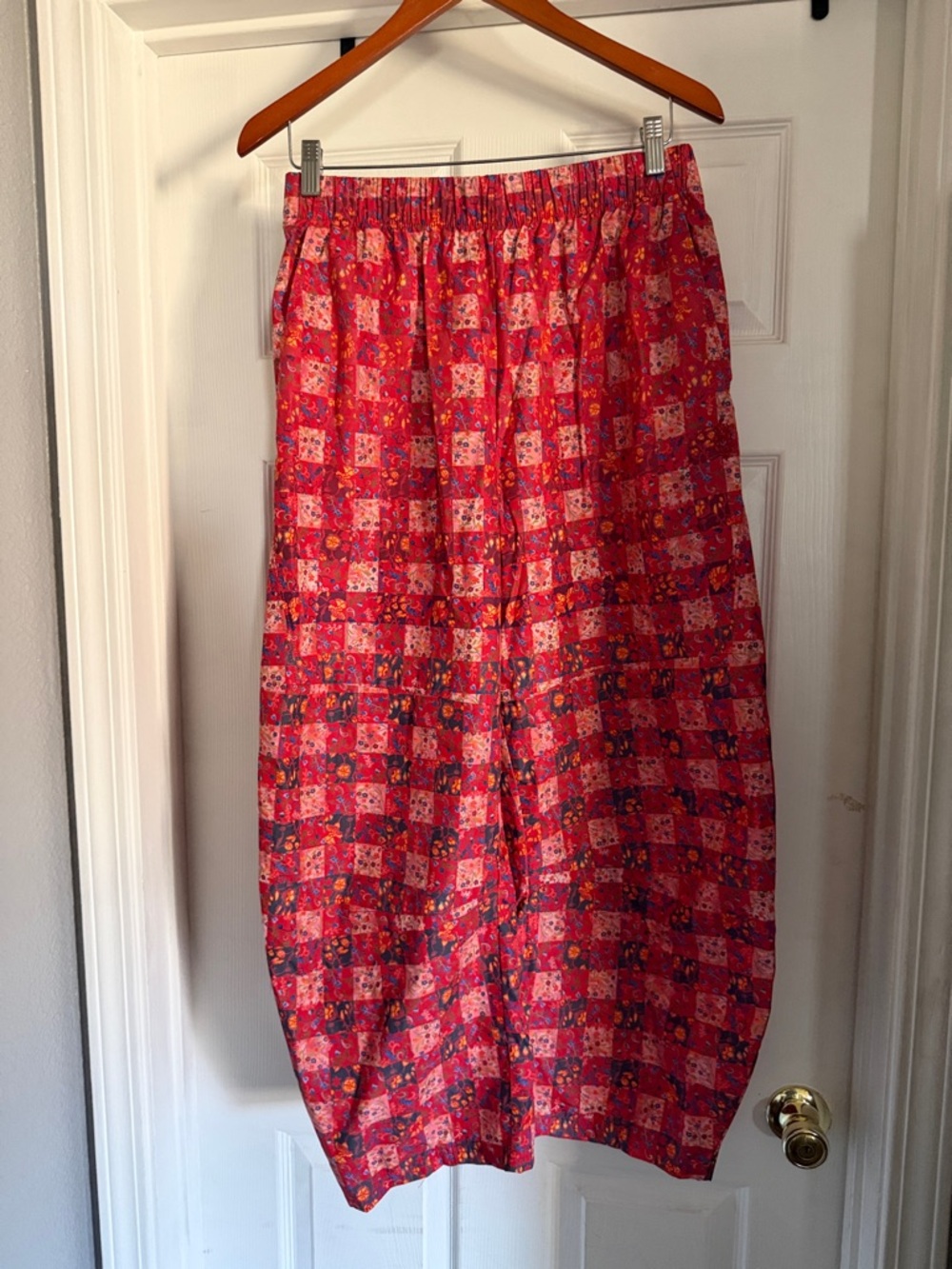 Free People Patchwork Print barrel leg pants